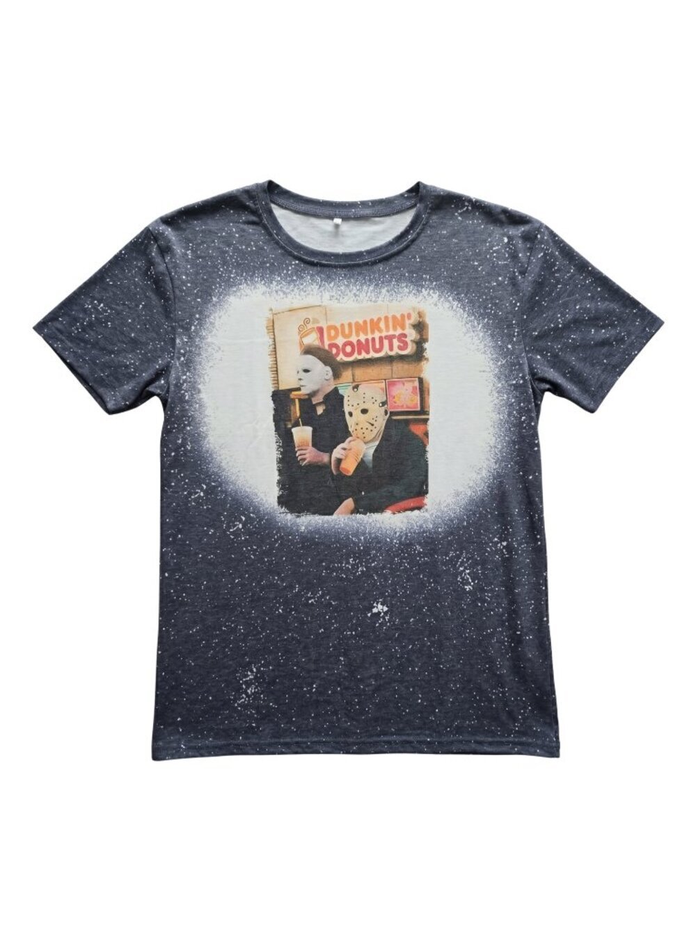 NWOT | Michael Myers Jason Dunkin Donuts Bleach Splash Horror Mashup Tee | Large
